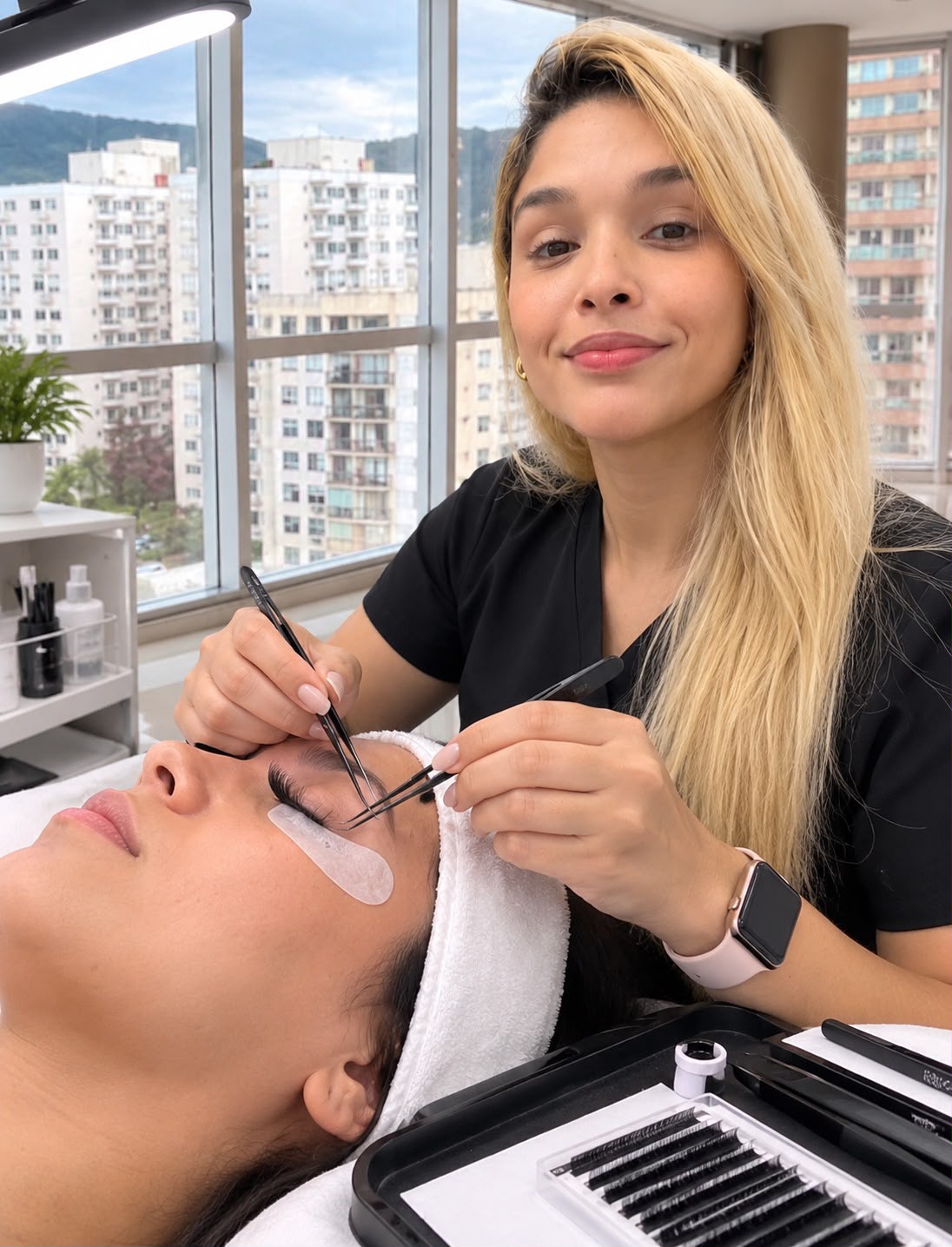 Thaís Viegas durante o atendimento